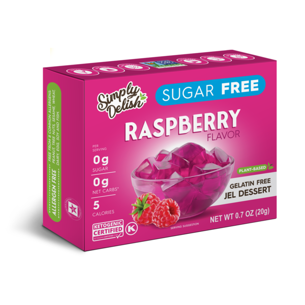 Doughs, Gelatins & Bake Mixes Simply Delish Raspberry Jel Sugar-Free, Plant-Based, KETOGENIC CERTIFIED hero