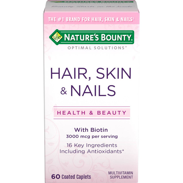 Vitamins & Supplements Nature's Bounty Hair, Skin & Nails, 3,000 mcg, Coated Caplets hero