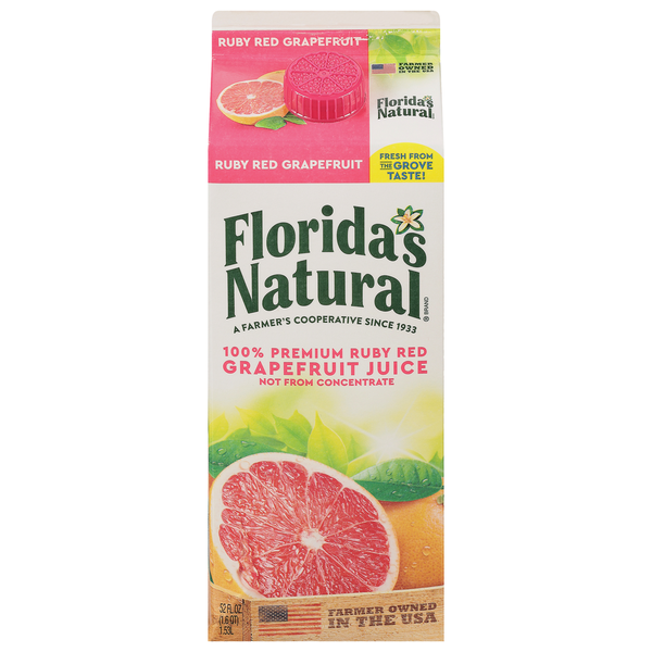 Juice & Nectars Florida's Natural 100% Juice, Ruby Red Grapefruit, Premium hero