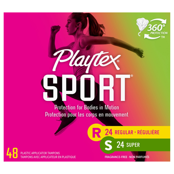 Feminine Care Playtex Tampons, Regular/Super, Plastic Applicator, Fragrance-Free hero