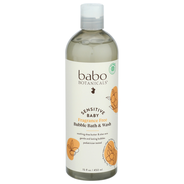 Babo Botanicals Sensitive Baby Fragrance Free Bubble Bath, Wash & Shampoo hero