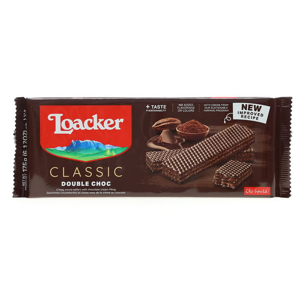 Biscotti, Cookies & Cakes Loacker Classic Double Choc, Crème-filled Wafer Snack, Family Pack hero