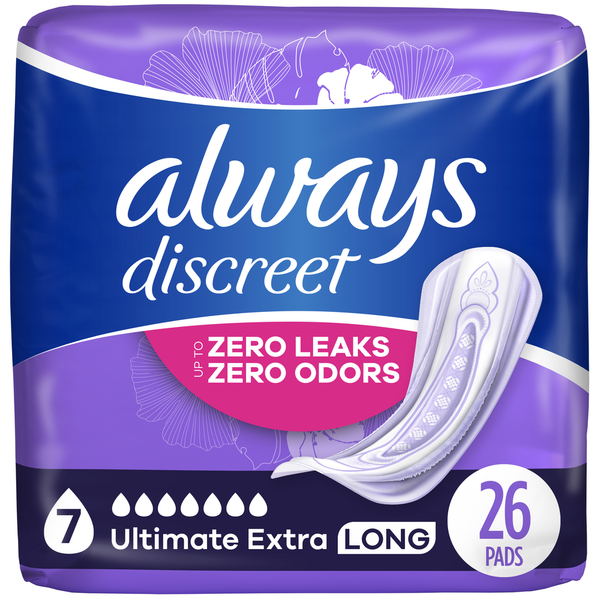 Feminine Care Always Discreet Pads, Ultimate Extra Protect Absorbency, Long Length hero