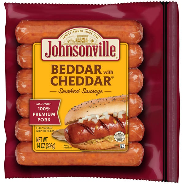 Hot Dogs, Bacon & Sausage Johnsonville Holiday Promo Beddar with Cheddar Smoked Sausage hero