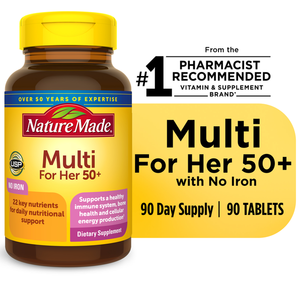 Vitamins & Supplements Nature Made Multivitamin For Her 50+ Tablets with No Iron hero