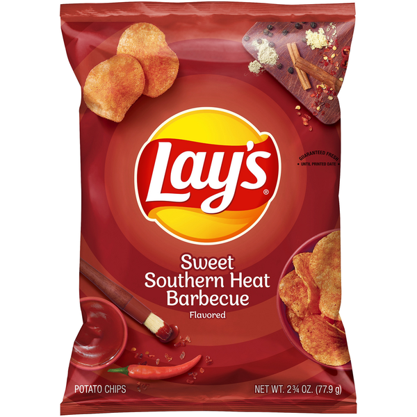 Chips & Pretzels Lay's Sweet Southern Heat BBQ Flavored Potato Chips hero