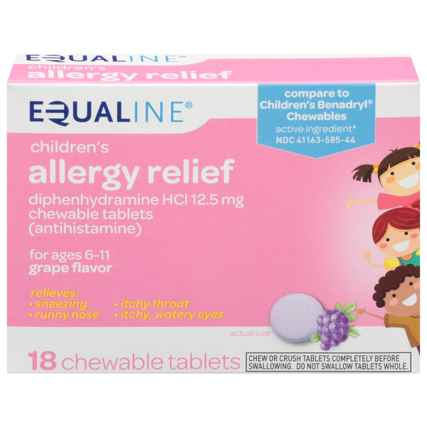 Cold, Flu & Allergy Equaline Allergy Relief, Children's, 12.5 mg, Chewable Tablets hero