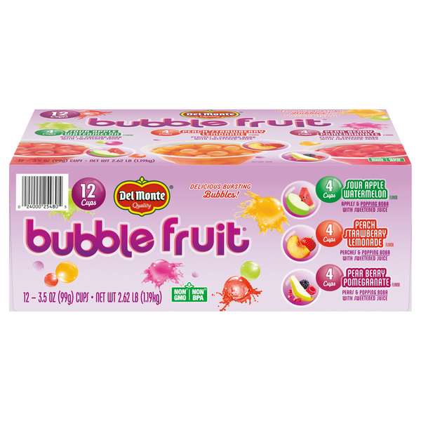 Canned Fruit & Applesauce Del Monte Bubble Fruit, Assorted hero