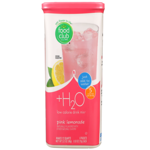 Cocoa & Drink Mixes Food Club +H2O, Pink Lemonade Low Calorie Drink Mix hero