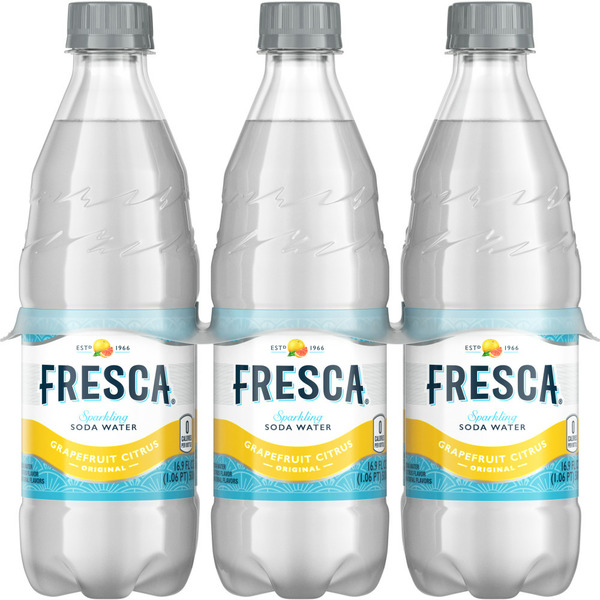 Soft Drinks Fresca Grapefruit Citrus Sparkling Soda Water Bottles hero