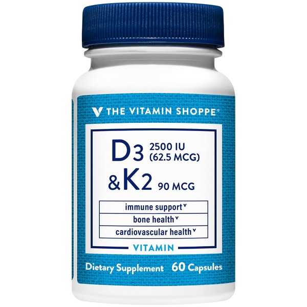 Vitamin D The Vitamin Shoppe Vitamin D3 & K2 - 2,500 IU (60 Capsules) hero