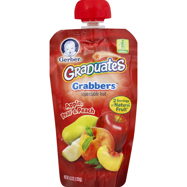 Baby Food & Formula Gerber Grabbers, Apple, Pear & Peach hero