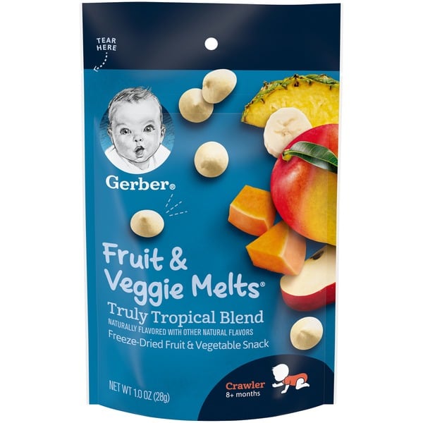 Baby Food & Formula Gerber Fruit And Veggie Melts Baby Snack Truly Tropical Blend hero