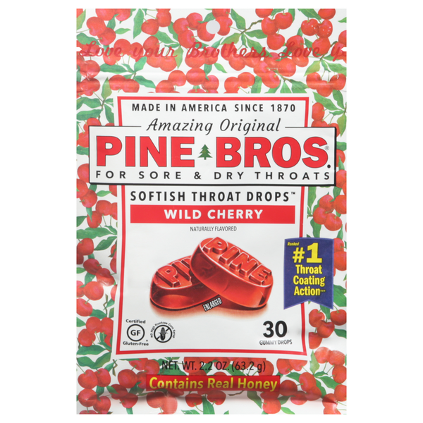 Cold, Flu & Allergy Pine Bros Softish Throat, Wild Cherry, Gummy Drops hero