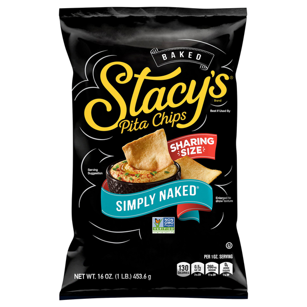 Stacy's Pita Chips, Simply Naked, Baked, Sharing Size hero