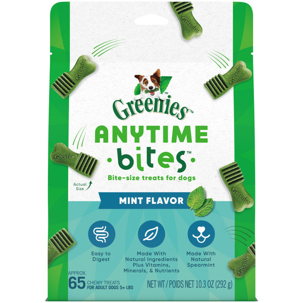 Dog Food GREENIES Anytime Bites Dog Treats, Mint Flavor hero