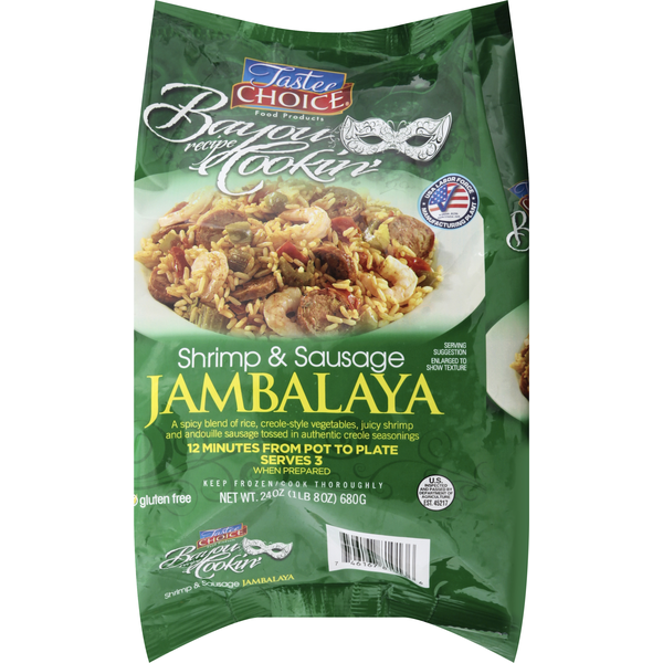 Packaged Seafood Tastee Choice Bayou Recipe Cookin' Shrimp & Sausage Jambalaya hero