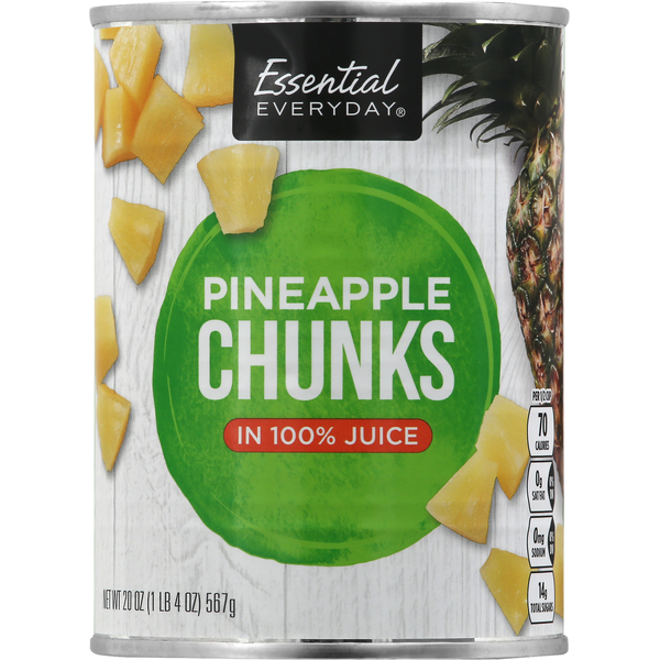 Canned Fruit & Applesauce Essential Everyday Pineapple, in 100% Juice, Chunks hero