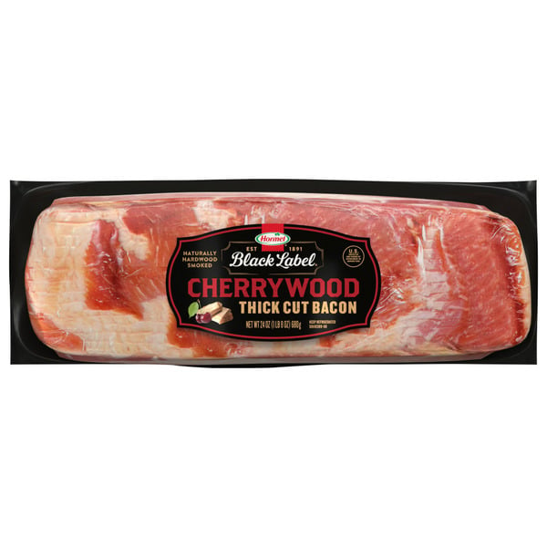 Hot Dogs, Bacon & Sausage Hormel Black Label Cherrywood Smoked Thick Cut Bacon hero