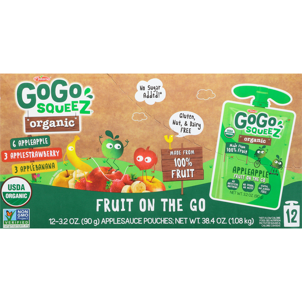 Fruit & Vegetable Snacks GoGo Squeez Applesauce, Organic, Assorted hero