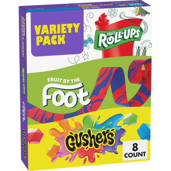 Fruit & Vegetable Snacks Fruit Roll-Ups Fruit by the Foot, Gushers Fruit Flavored Snacks Variety Pack hero