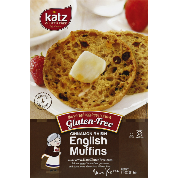 Frozen Breads & Doughs Katz English Muffins, Gluten-Free, Cinnamon Raisin hero