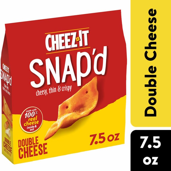 Chips & Pretzels Cheez-It Snap'd Cheese Cracker Chips, Thin Crisps, Lunch Snacks, Double Cheese hero