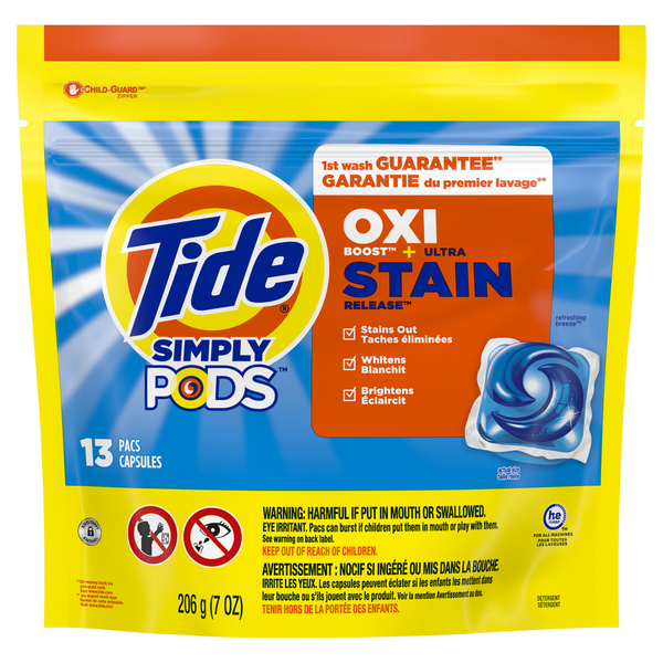 Laundry Tide Simply PODS +Oxi Liquid Laundry Detergent Pacs, Refreshing Breeze hero