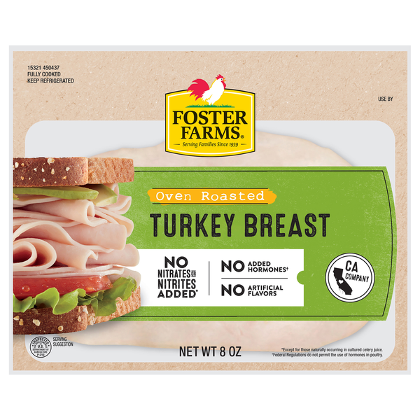 Lunch Meat Foster Farms Oven Roasted Turkey Breast Sliced Deli Meat hero