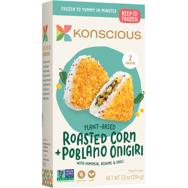 Konscious Foods Plant-Based Roasted Corn + Poblano Onigiri hero