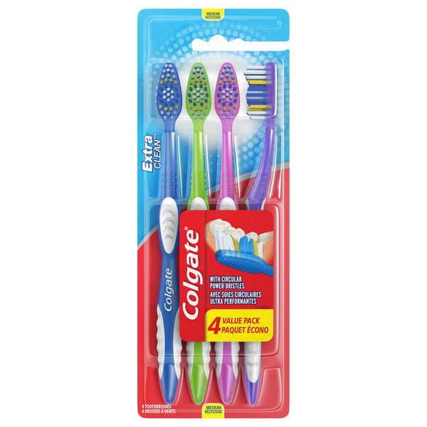 Oral Hygiene Colgate Extra Clean Medium Toothbrushes Pack with Tongue Cleaner hero