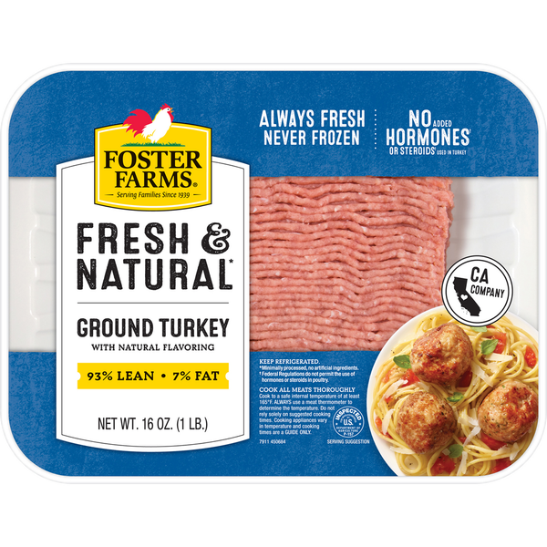 Packaged Poultry Foster Farms Fresh & Natural Ground Turkey 93% Lean hero