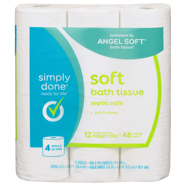 Simply Done Bath Tissue, Soft, Mega Rolls, 2-Ply hero