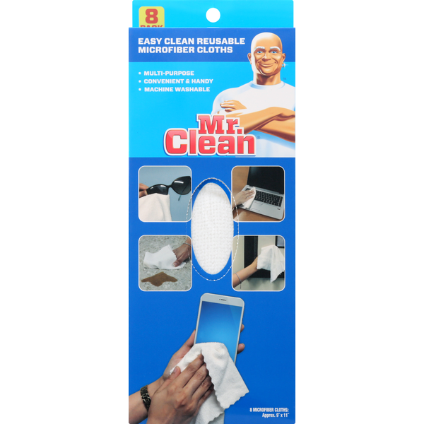 Cleaning Products Mr. Clean Microfiber Cloths, Easy Clean, Reusable, 8 Pack hero