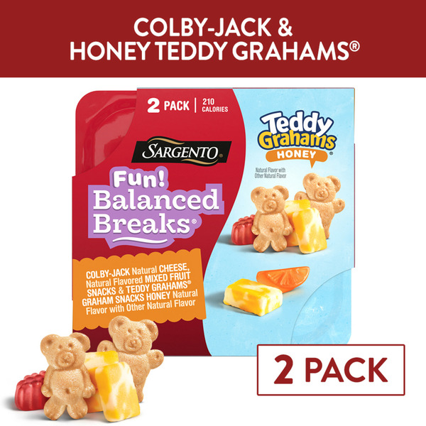 Packaged Cheese Sargento Fun! Balanced Breaks® Colby-Jack, Fruit Snacks & Teddy Grahams® Honey Flavor hero