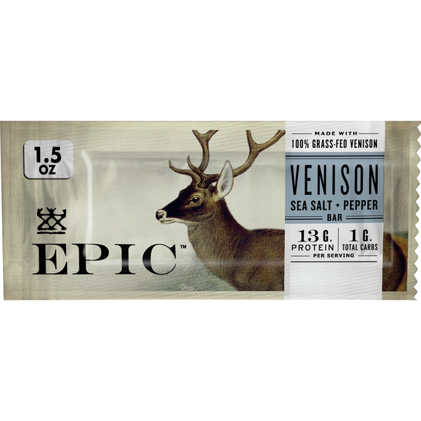 Spices & Seasonings EPIC Venison Sea Salt & Pepper Protein Bar, Keto Friendly hero