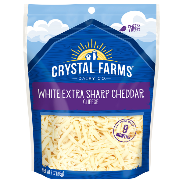 Packaged Cheese Crystal Farms Cheese, Cheddar, White Extra Sharp hero