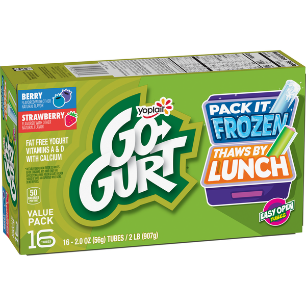 Yogurt Go-Gurt Gluten Free Berry and Strawberry Kids Fat Free Yogurt Tubes hero