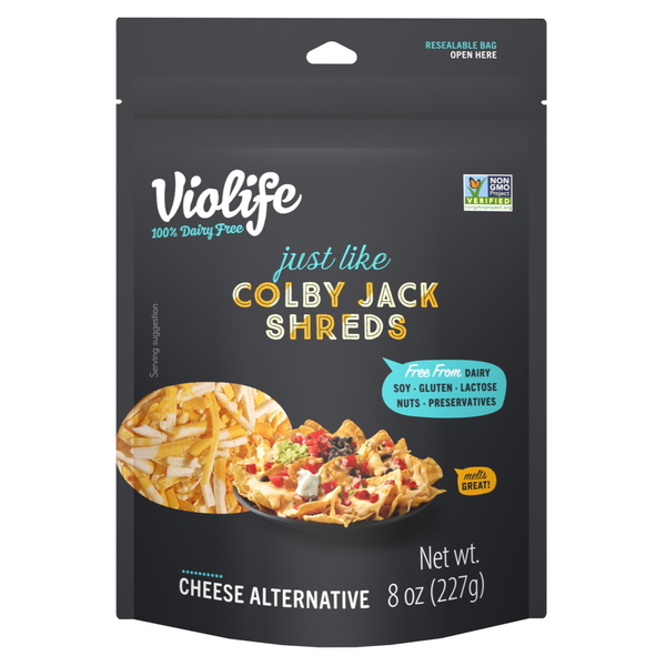 Soy & Lactose-Free Violife Just Like Colby Jack Shreds, Dairy-Free Vegan hero