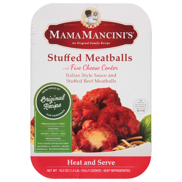 Frozen Meat & Seafood MamaMancini's Beef Meatballs Stuffed, Five Cheese Center hero