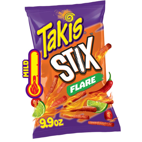 Chips & Pretzels Takis Stix Flare Corn Snack Sticks Bag hero