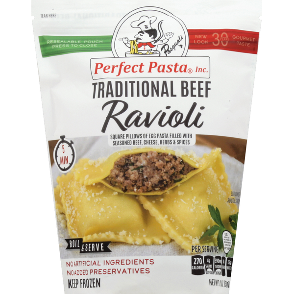 Frozen Meals Perfect Pasta Ravioli, Traditional Beef hero