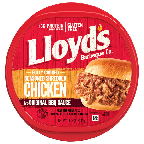 Packaged Meat LLOYD'S Seasoned And Shredded Chicken In Original Bbq Sauce hero