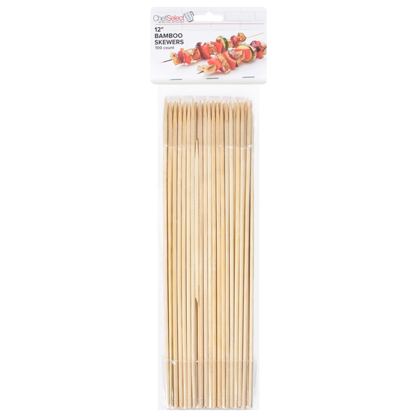 Kitchen Tools & Bakeware Chef Select Skewers, Bamboo, 12 Inch hero