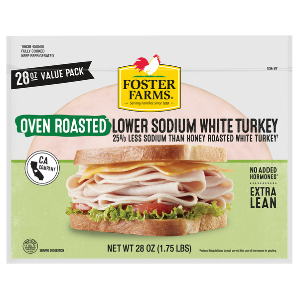 Lunch Meat Foster Farms Oven Roasted Low Sodium White Turkey Deli Meat hero