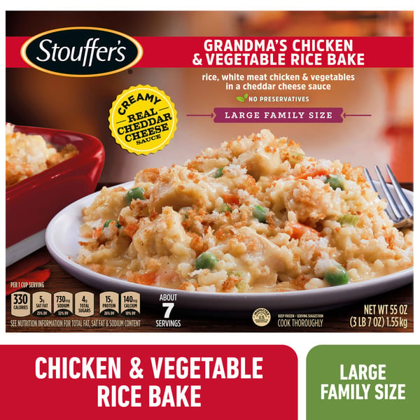 Frozen Meals Stouffer's Large Family Size Grandma'S Chicken & Vegetable Rice Bake Frozen Meal hero