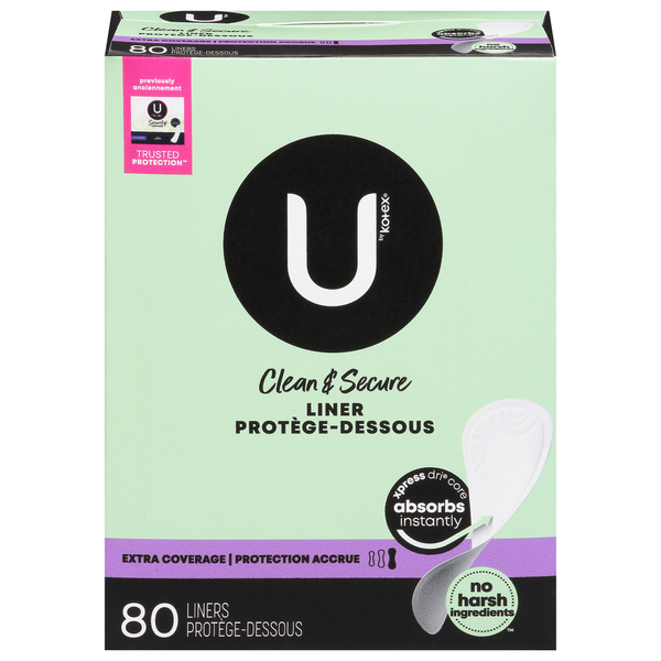 Feminine Care Kotex Clean & Secure Panty Liners, Light Absorbency, Extra Coverage hero