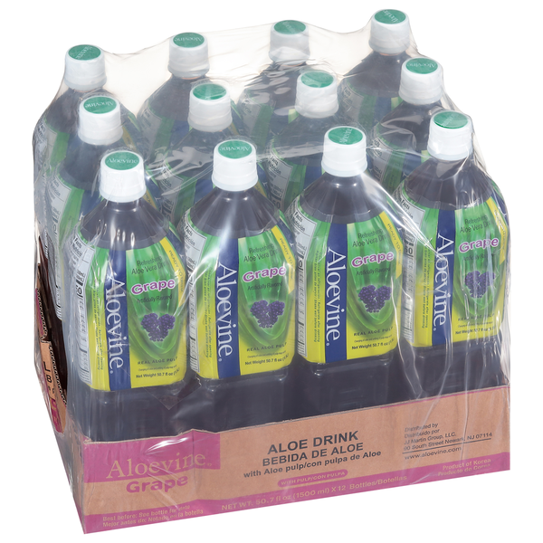 Juice & Nectars Aloevine Aloe Vera Drink, Refreshing, Grape hero