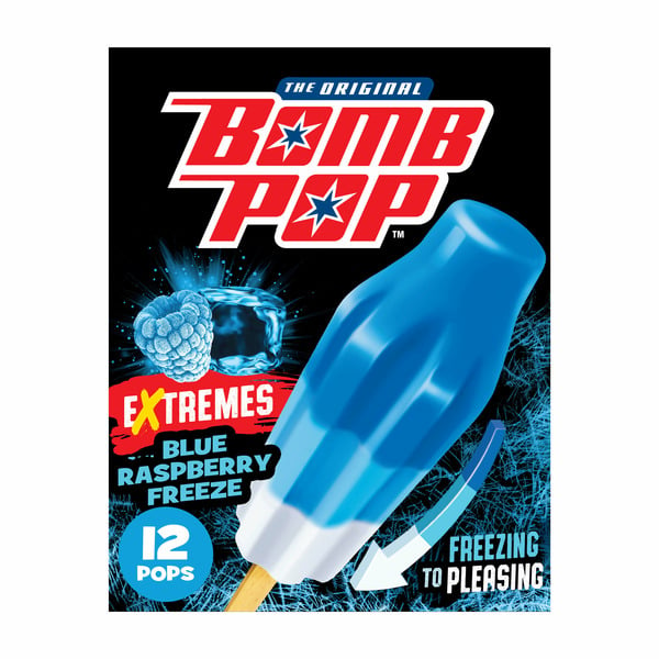 Frozen Dessert Bomb Pop Extremes Blue Raspberry Freeze Ice Pops hero