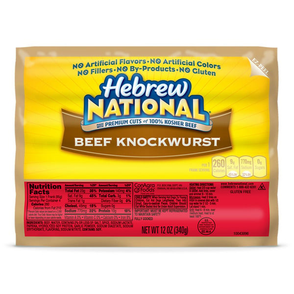 BBQ Hebrew National Kosher Beef Knockwurst hero